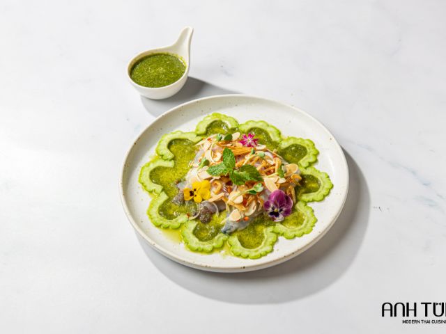 ANH TUKK Modern Thai Cuisine_Prawn Carpaccio, Bitter Melon, Green Chili Dressing_menu_image