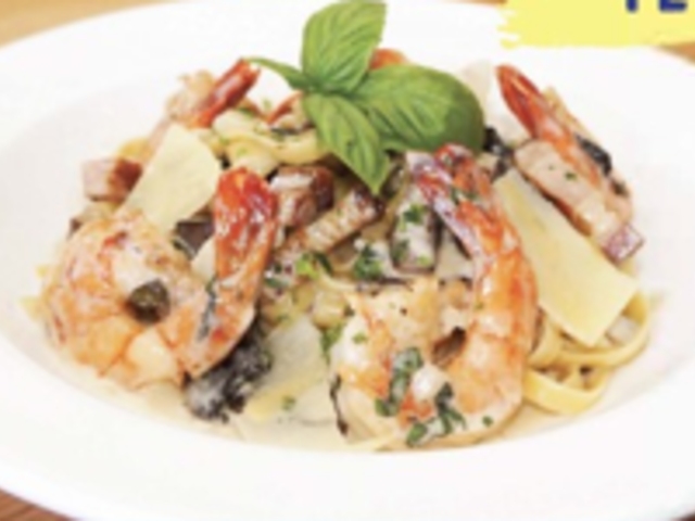 Beachin’ Shrimp No.1_FETTUCCINE CARBONARA WITH SHRIMP_menu_image