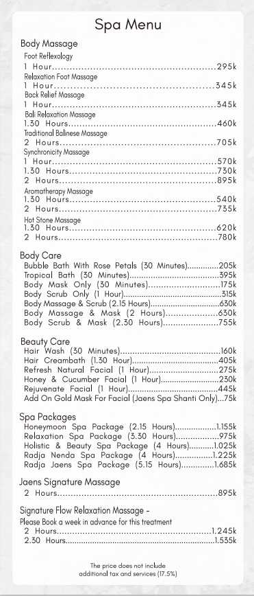 Jaens Spa Shanti_menu_picture