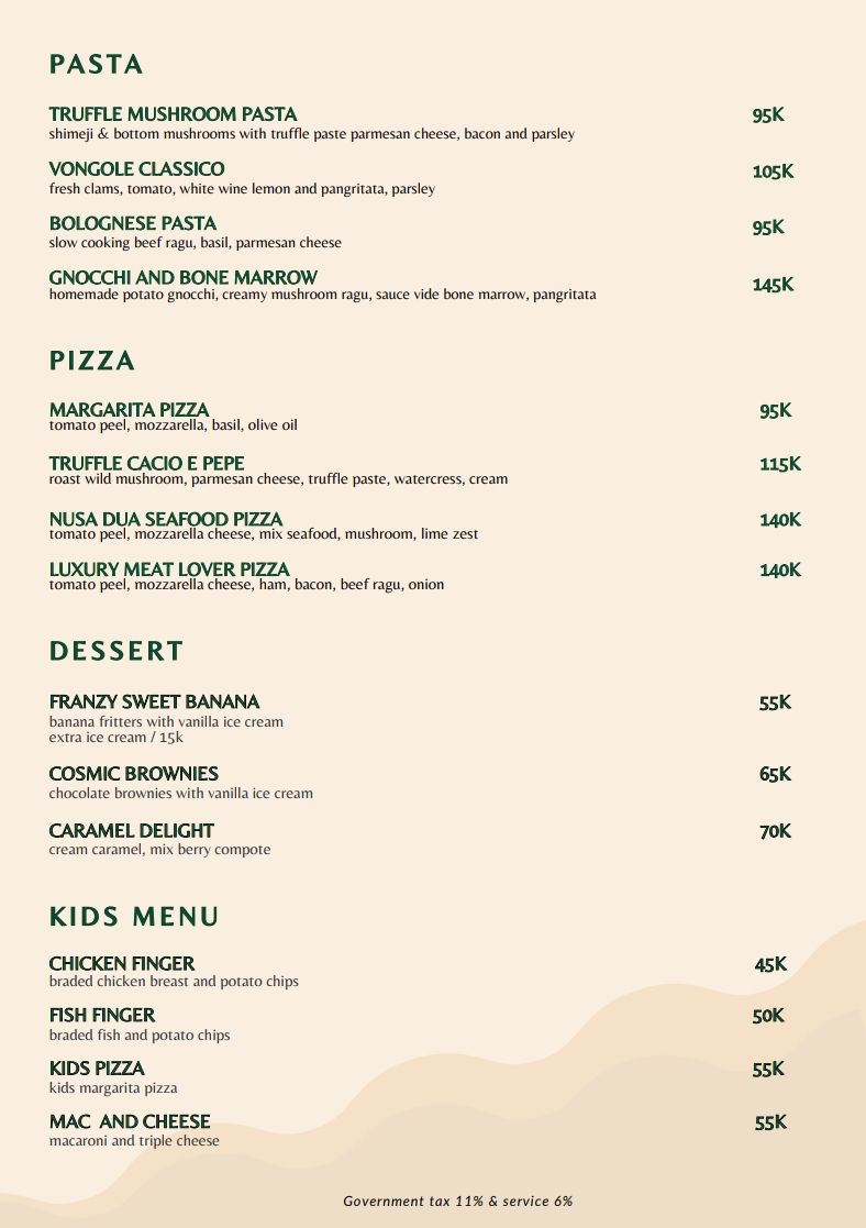 Urban Seaside Restaurant_menu_picture