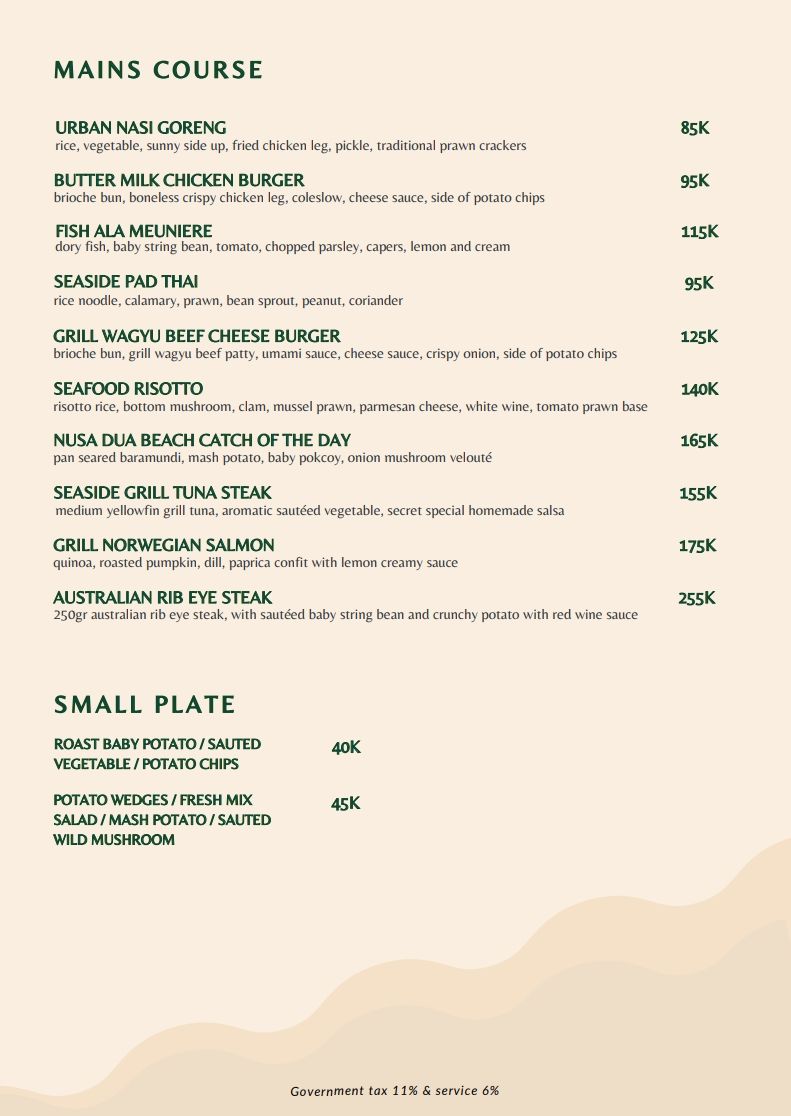 Urban Seaside Restaurant_menu_picture